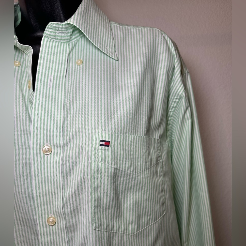 Tommy Hilfiger Green Striped Button Up Shirt - Picture 3 of 10